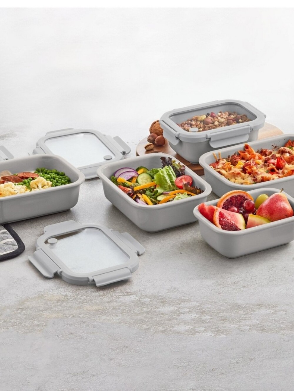 (6)Safdie &Co 10 Piece Ceramic  Meal Prep Food Storage Container Set